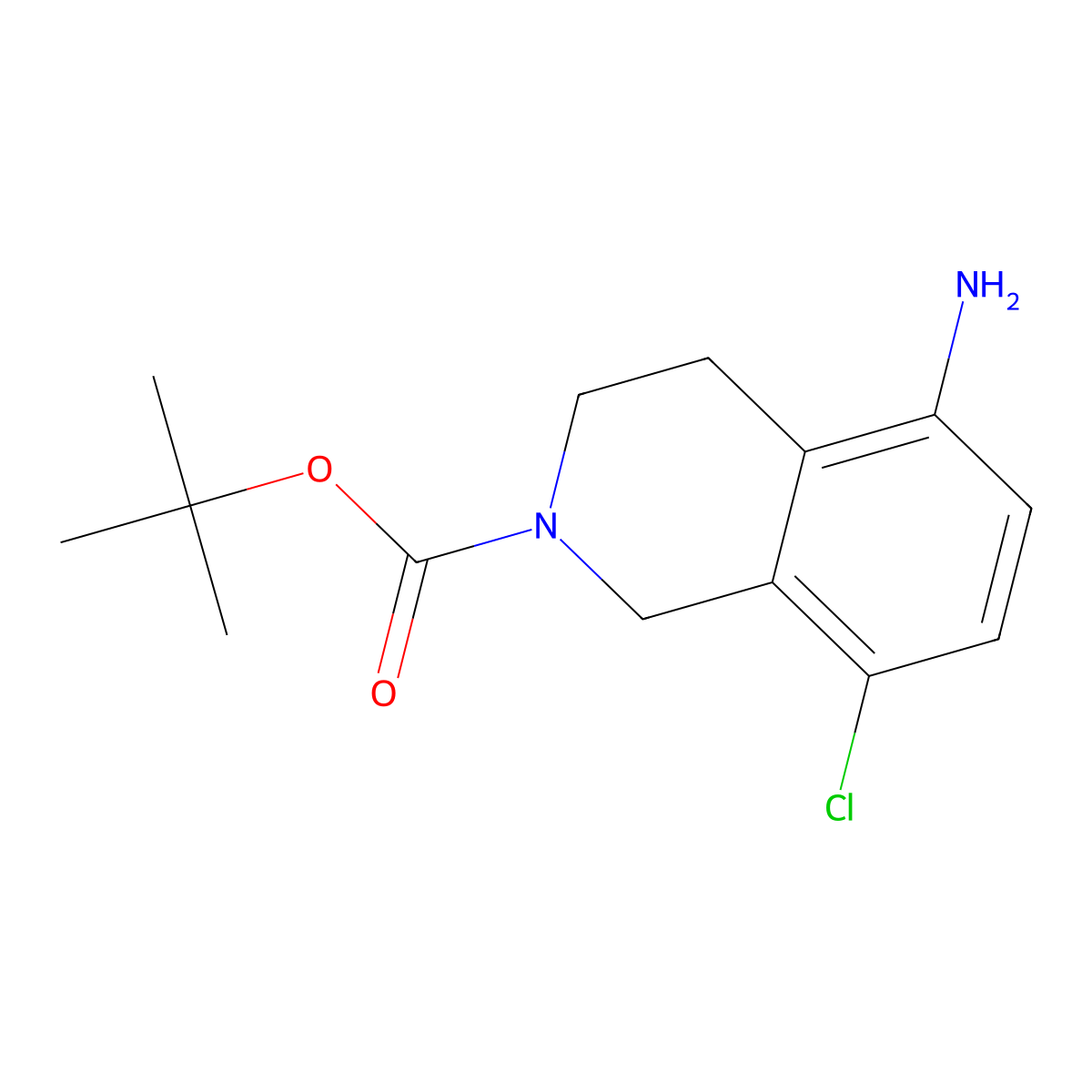 Tert-butyl 5-amino-8-chloro-1,2,3,4-tetrahydroisoquinoline-2-carboxylate molecular structure, CAS 1639149-78-2