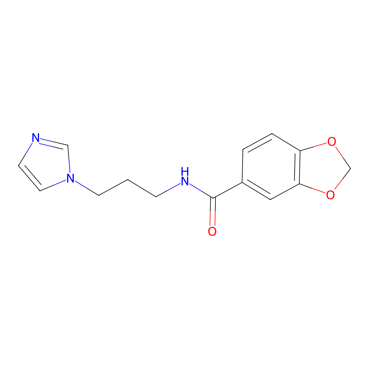 N-(3-imidazol-1-ylpropyl)-1,3-benzodioxole-5-carboxamide molecular structure, CAS 163923-47-5
