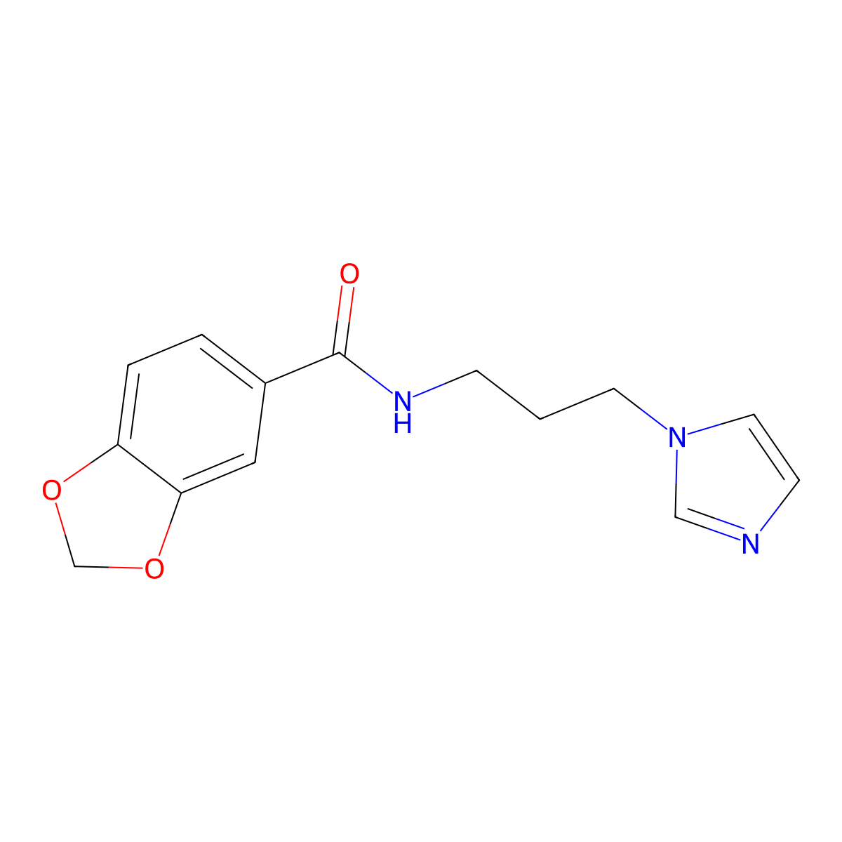 N-(3-imidazol-1-ylpropyl)-1,3-benzodioxole-5-carboxamide molecular structure, CAS 163923-47-5
