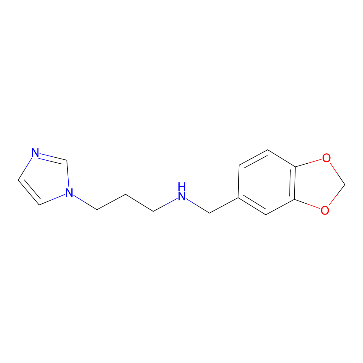 N-(benzo[d][1,3]dioxol-5-ylmethyl)-3-(1H-imidazol-1-yl)propan-1-amine molecular structure, CAS 163923-52-2