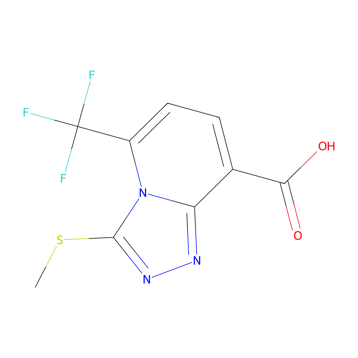 3-(Methylsulfanyl)-5-(trifluoromethyl)-[1,2,4]triazolo[4,3-a]pyridine-8-carboxylic acid molecular structure, CAS 1639260-87-9