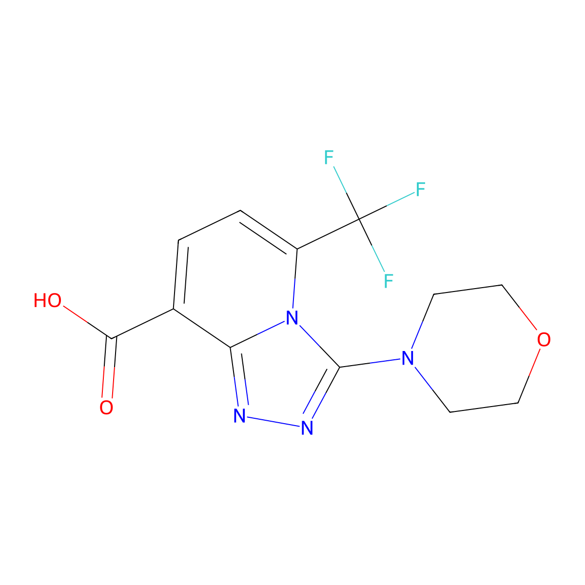 3-(Morpholin-4-yl)-5-(trifluoromethyl)-[1,2,4]triazolo[4,3-a]pyridine-8-carboxylic acid molecular structure, CAS 1639262-49-9
