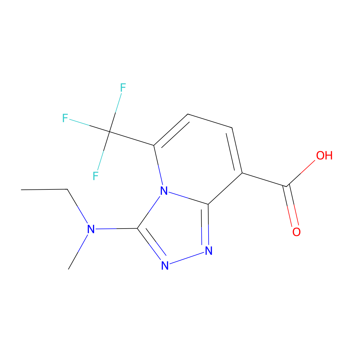 3-[Ethyl(methyl)amino]-5-(trifluoromethyl)-[1,2,4]triazolo[4,3-a]pyridine-8-carboxylic acid molecular structure, CAS 1639263-16-3