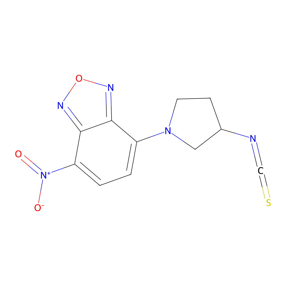 (S)-(+)-NBD-Py-NCS (=(S)-(+)-4-(3-Isothiocyanatopyrrolidin-1-yl)-7-nitro-2,1,3-benzoxadiazole) (HPLC Labeling Reagent for e.e. Determination) molecular structure, CAS 163927-30-8
