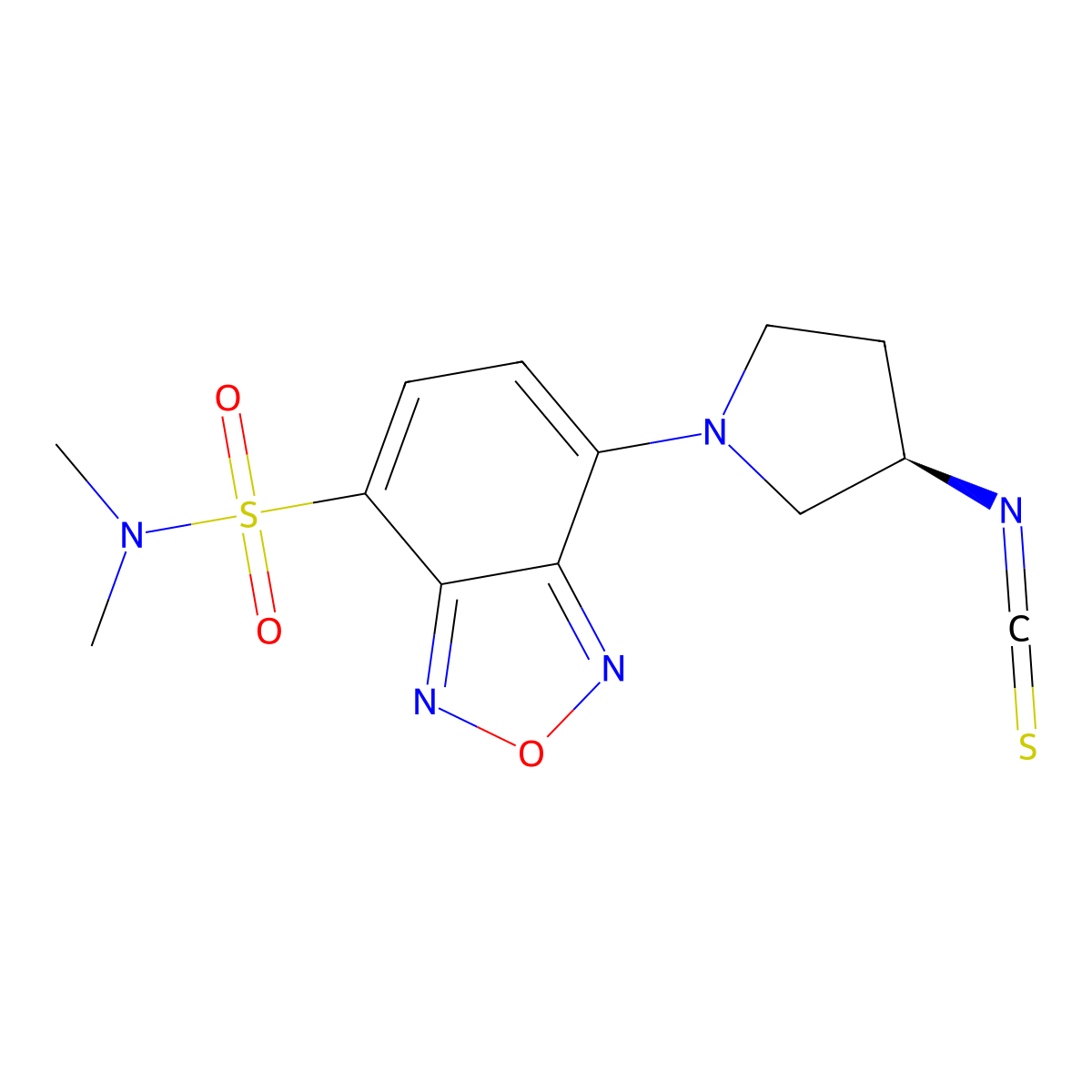 (R)-(-)-4-(3-Isothiocyanatopyrrolidin-1-yl)-7-(N,N-dimethylaminosulfonyl)-2,1,3-benzoxadiazole molecular structure, CAS 163927-31-9