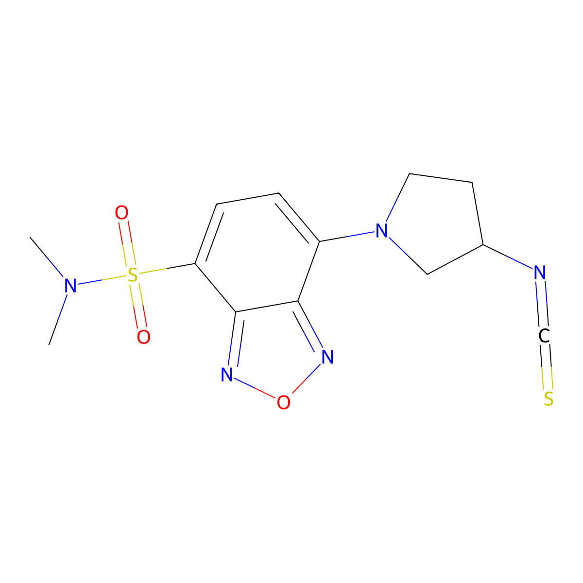 (S)-(+)-4-(3-Isothiocyanatopyrrolidin-1-yl)-7-(N,N-dimethylaminosulfonyl)-2,1,3-benzoxadiazole molecular structure, CAS 163927-32-0