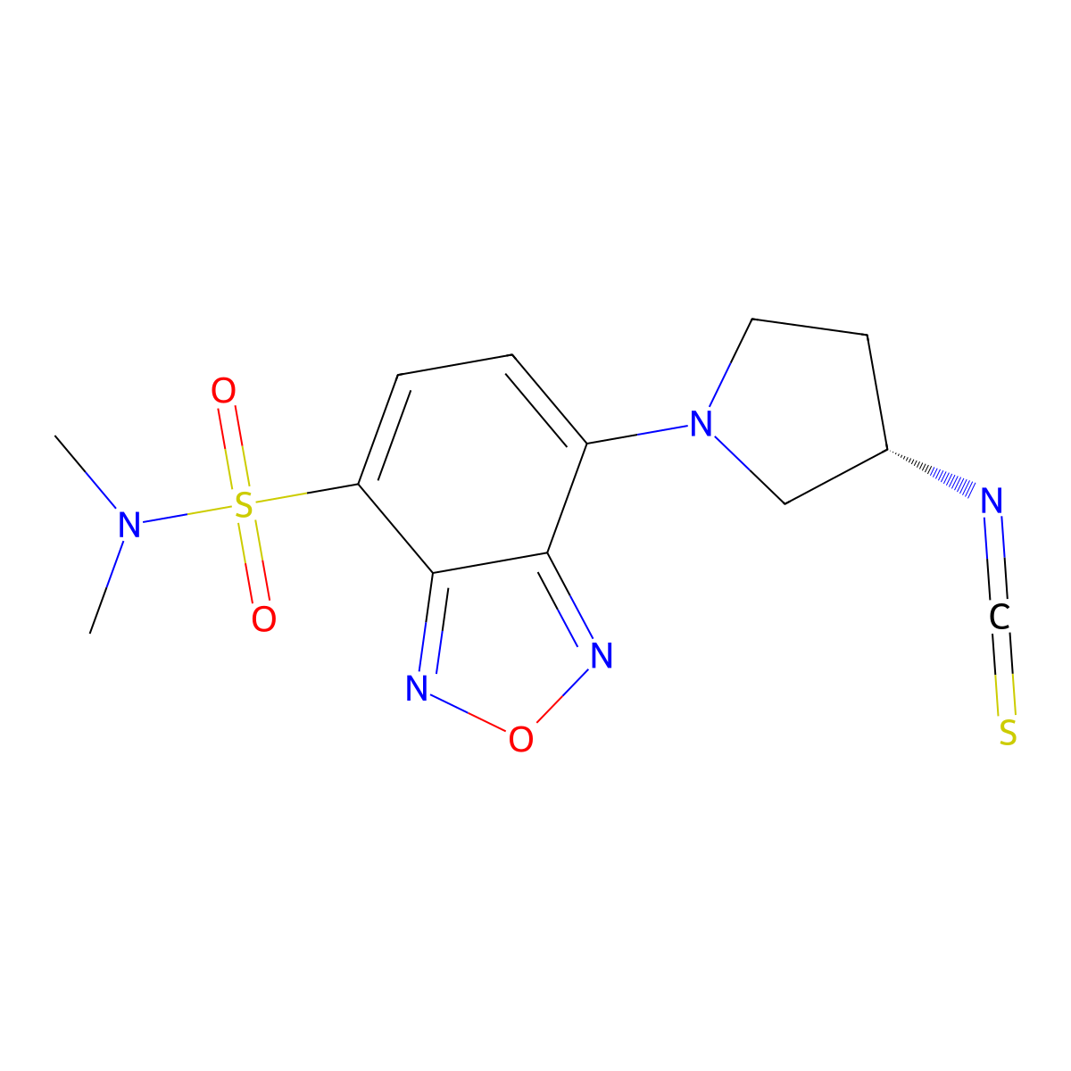 (S)-(+)-4-(3-Isothiocyanatopyrrolidin-1-yl)-7-(N,N-dimethylaminosulfonyl)-2,1,3-benzoxadiazole molecular structure, CAS 163927-32-0