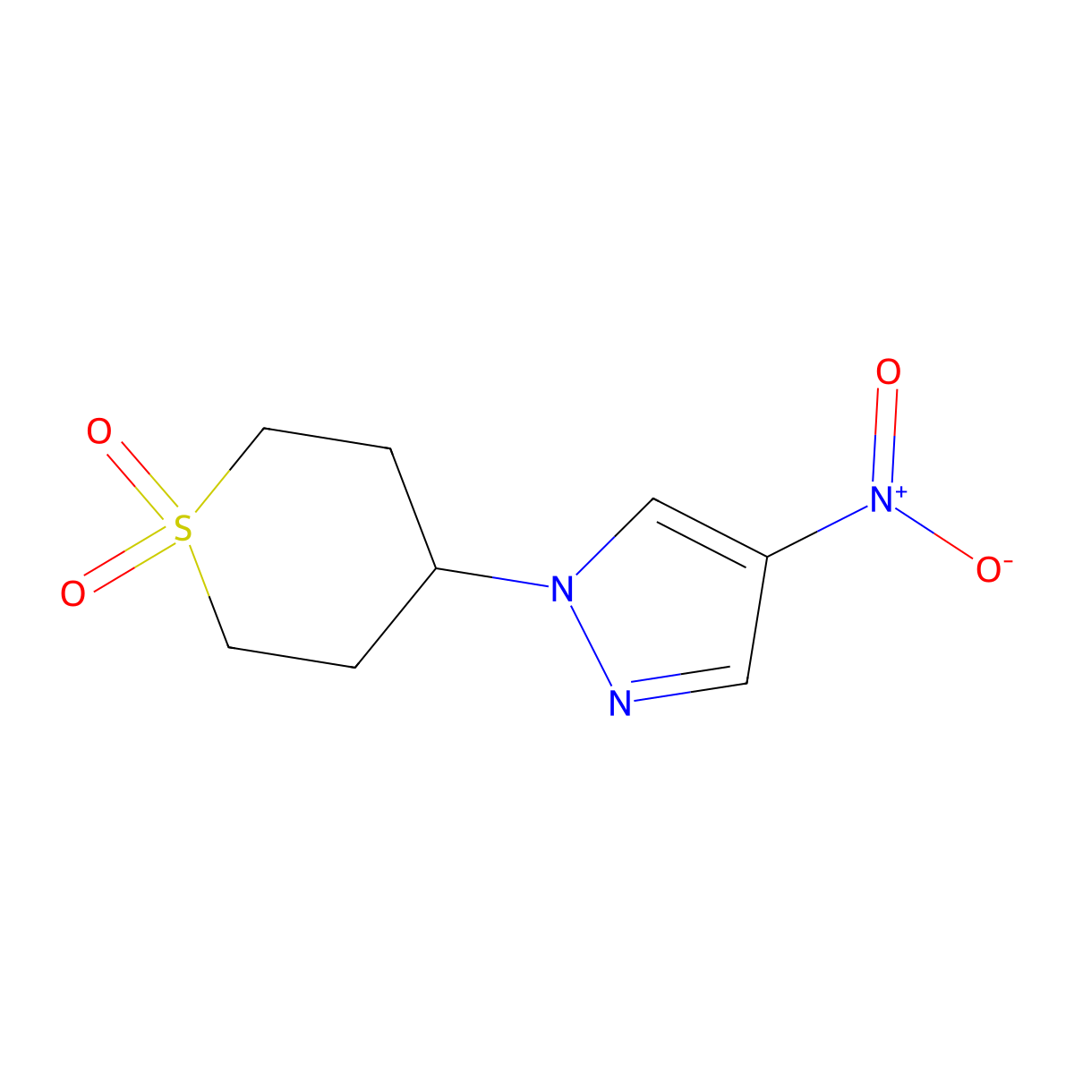 4-(4-Nitro-1H-pyrazol-1-yl)tetrahydro-2H-thiopyran 1,1-dioxide molecular structure, CAS 1639350-77-8