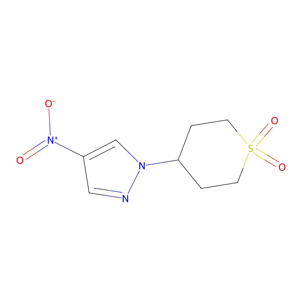 4-(4-Nitro-1H-pyrazol-1-yl)tetrahydro-2H-thiopyran 1,1-dioxide molecular structure, CAS 1639350-77-8