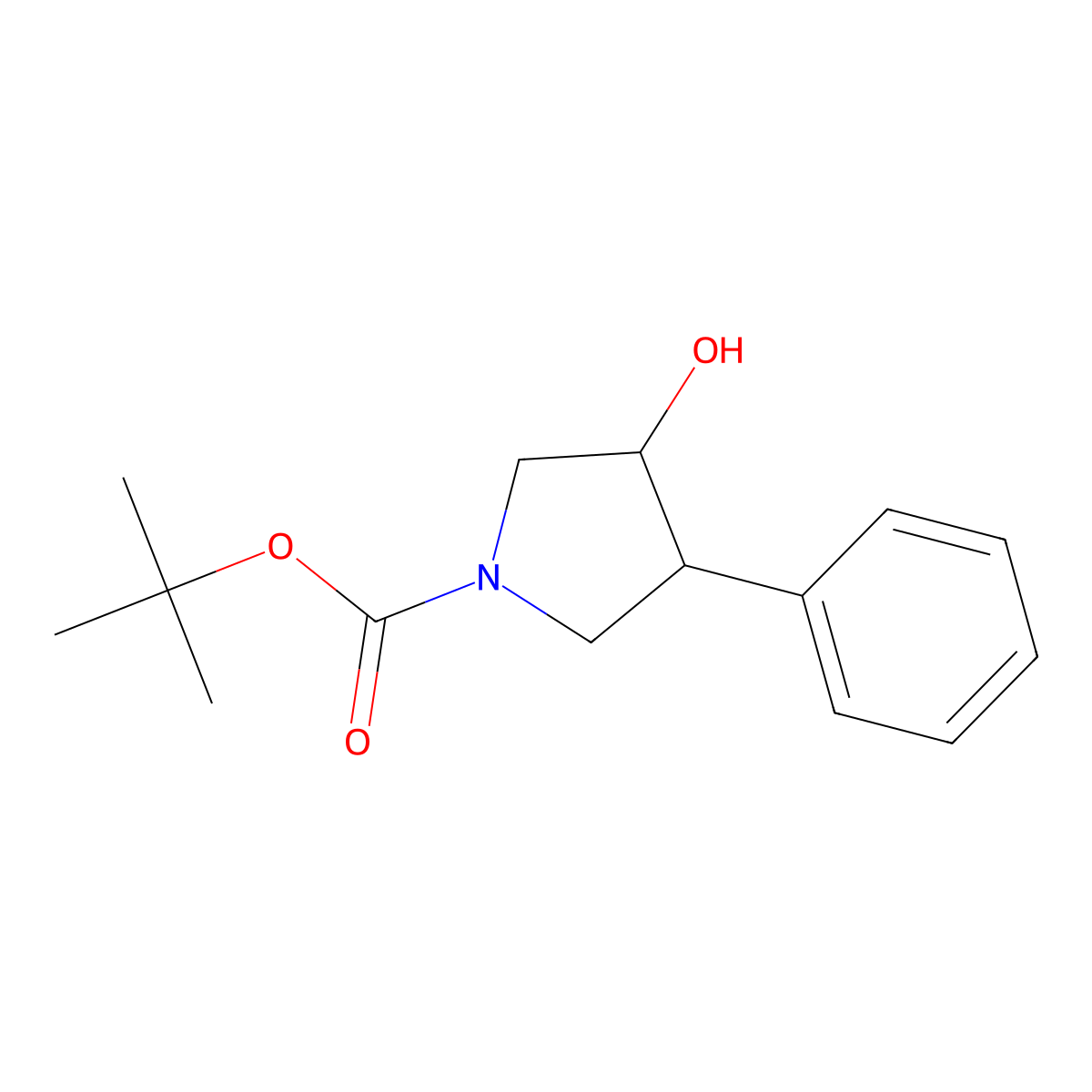 Cis-tert-butyl-3-hydroxy-4-phenylpyrrolidine-1-carboxylate molecular structure, CAS 1639372-81-8