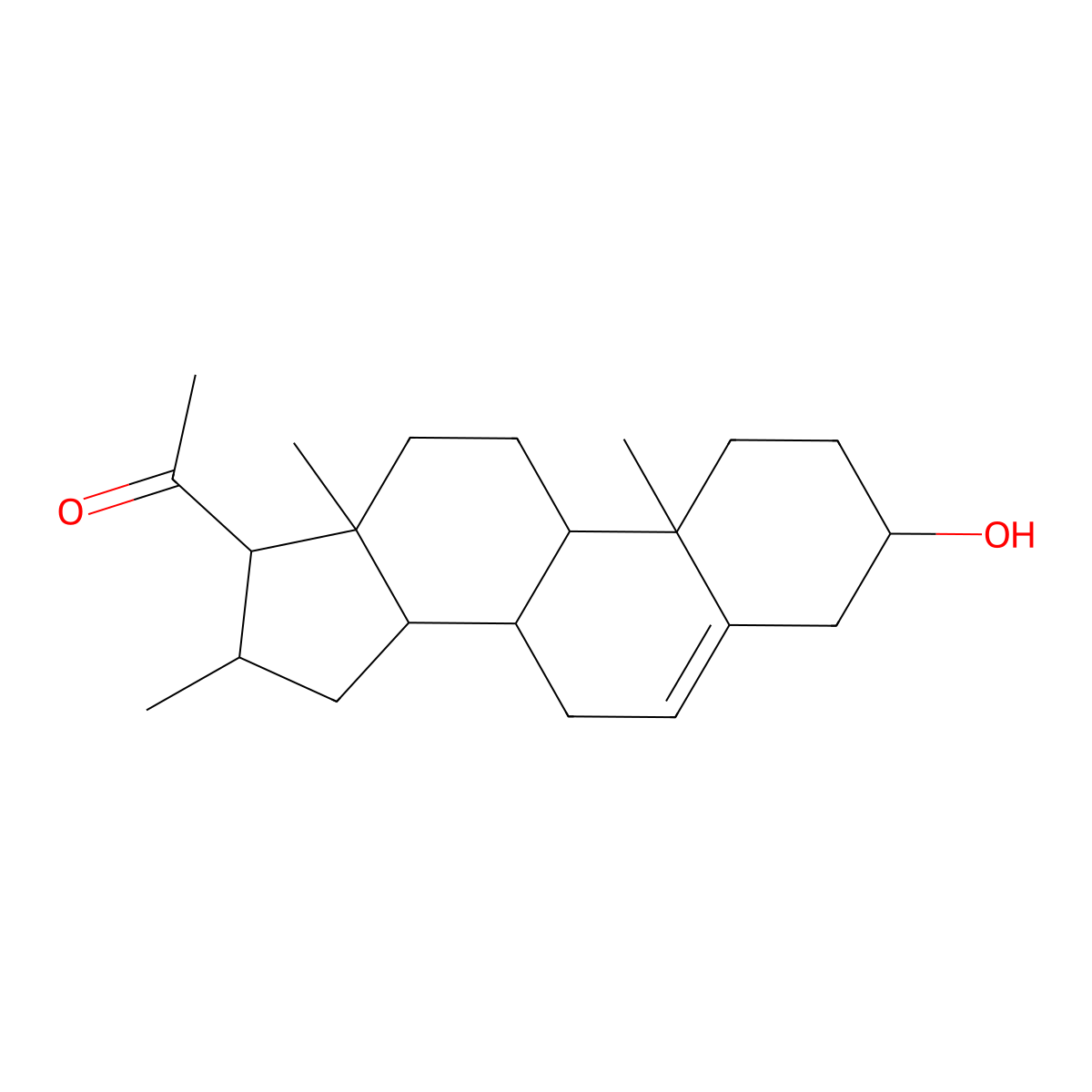 Pregn-5-en-20-one, 3beta-hydroxy-16alpha-methyl- molecular structure, CAS 16394-71-1