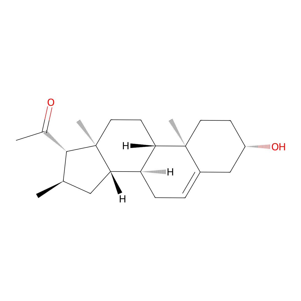 Pregn-5-en-20-one, 3beta-hydroxy-16alpha-methyl- molecular structure, CAS 16394-71-1
