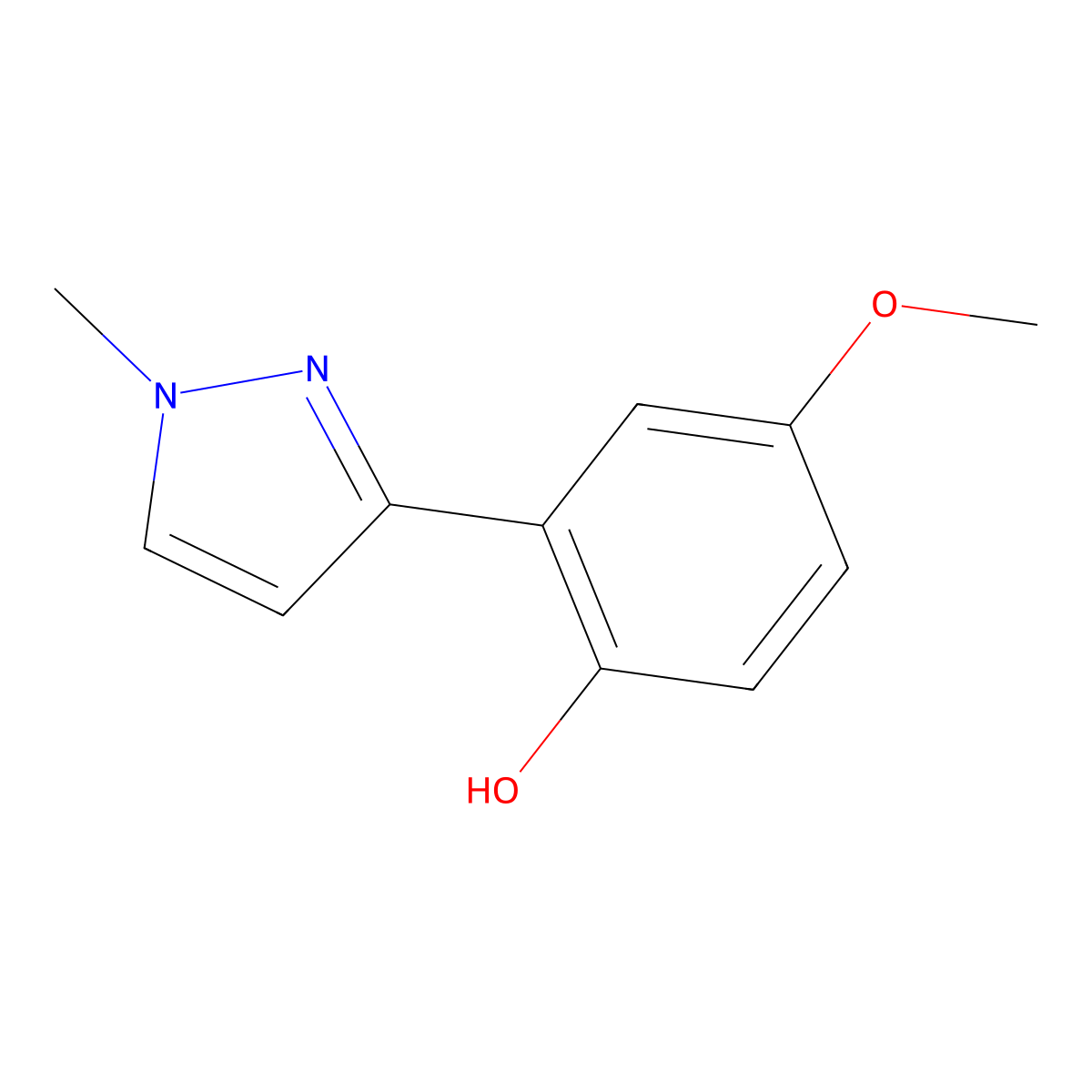 4-methoxy-2-(1-methyl-1H-pyrazol-3-yl)phenol molecular structure, CAS 1639425-20-9
