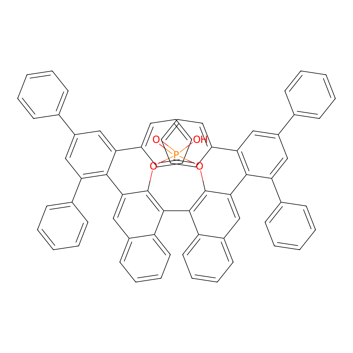 (11BS)-4-hydroxy-2,6-bis(5'-phenyl-[1,1':3',1''-terphenyl]-4'-yl)dinaphtho[2,1-d:1',2'-f][1,3,2]dioxaphosphepine 4-oxide molecular structure, CAS 1639447-03-2