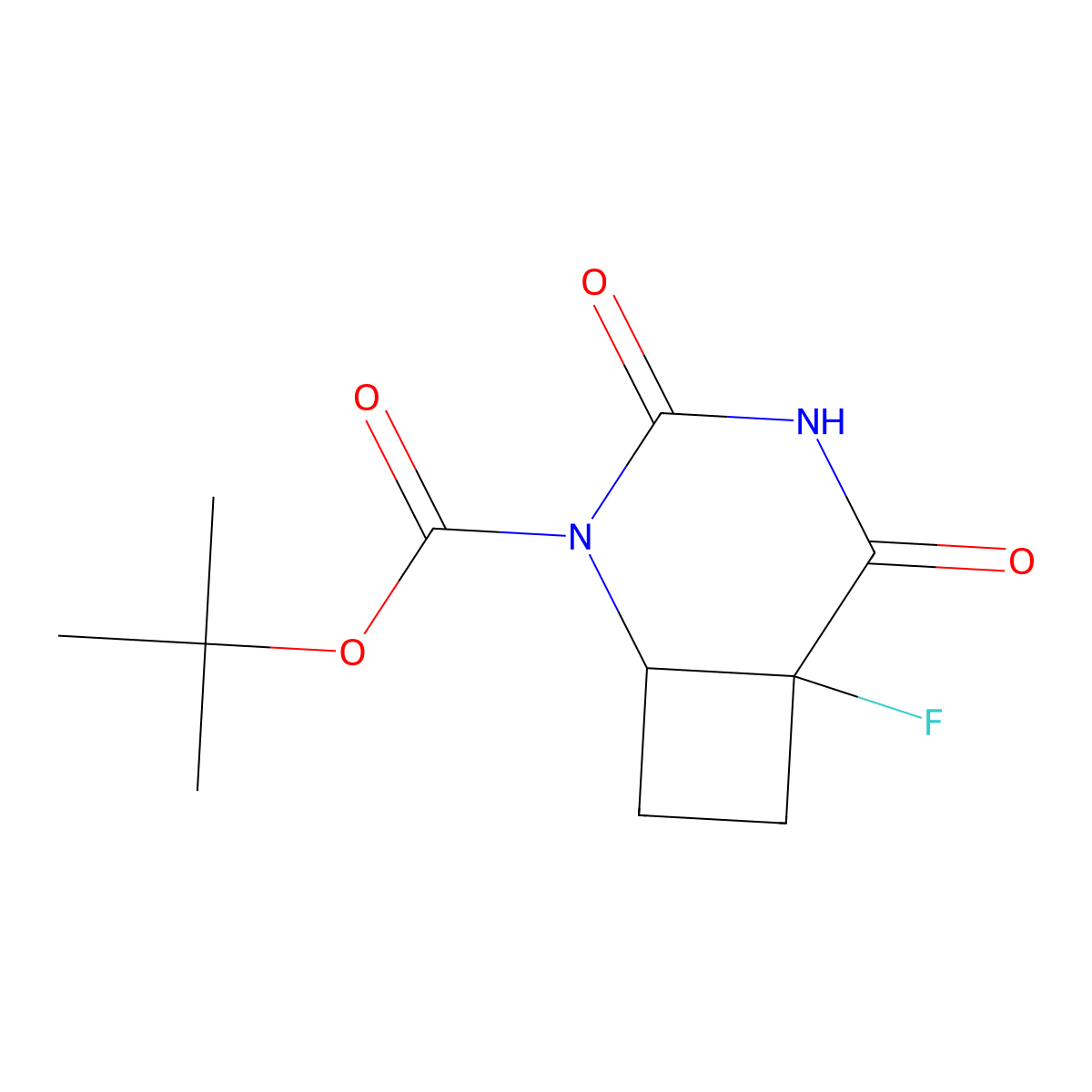 rac-tert-butyl (1R,6R)-6-fluoro-3,5-dioxo-2,4-diazabicyclo[4.2.0]octane-2-carboxylate molecular structure, CAS 1639454-73-1