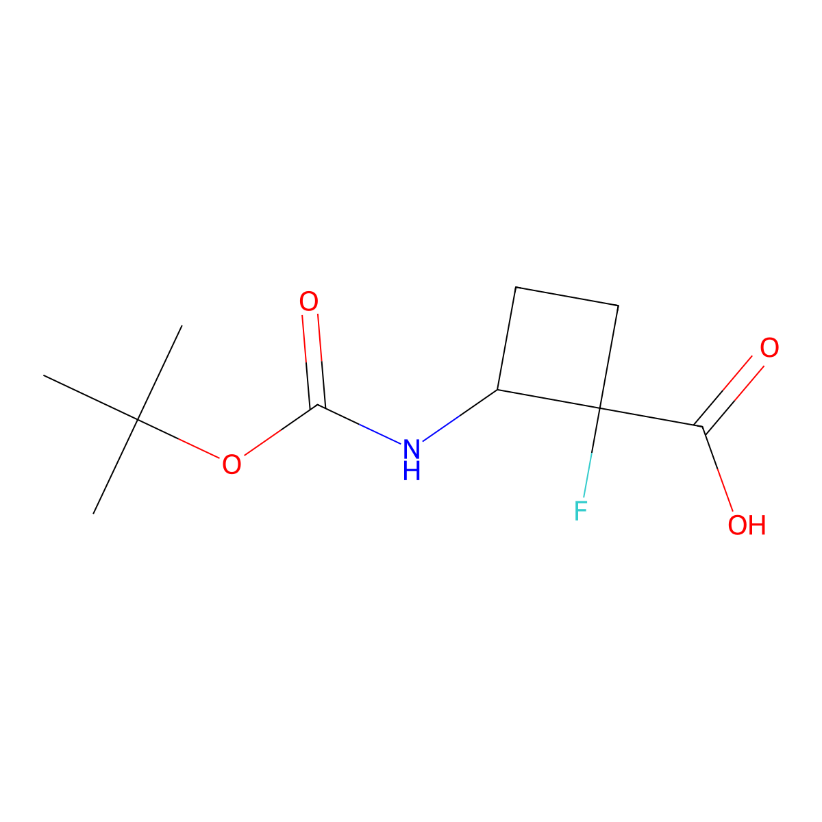 (1S,2S)-2-{[(tert-butoxy)carbonyl]amino}-1-fluorocyclobutane-1-carboxylic acid molecular structure, CAS 1639454-85-5