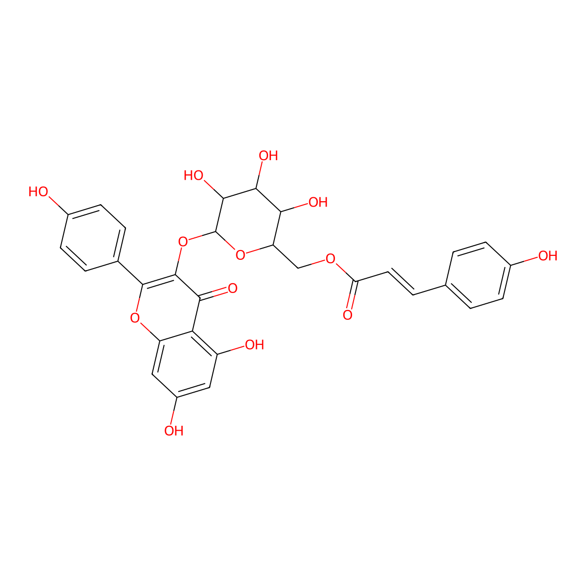 Kaempferol-3-Beta-D-(6-O-Cis-P-Coumaroyl)Glucopyranoside molecular structure, CAS 163956-16-9