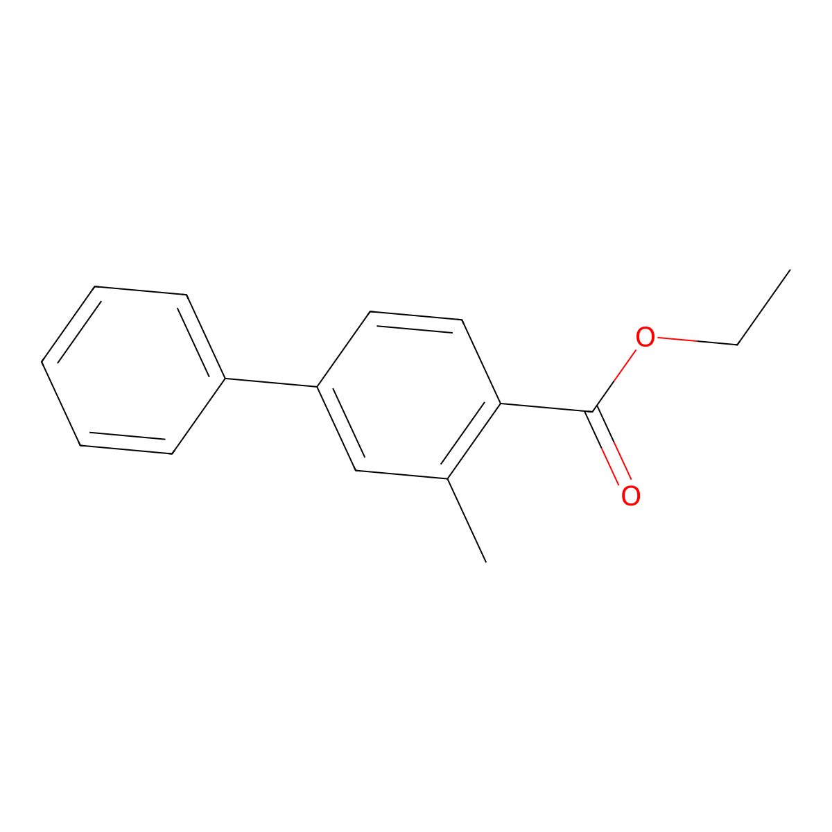 Ethyl 3-methyl[1,1'-biphenyl]-4-carboxylate molecular structure, CAS 163965-36-4