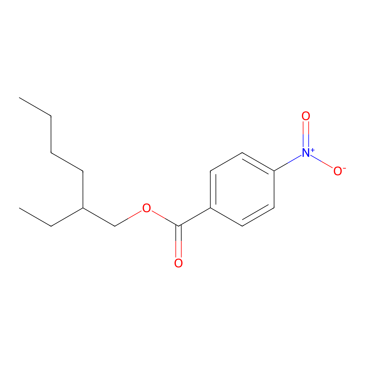 Benzoic acid, 4-nitro-, 2-ethylhexyl ester molecular structure, CAS 16397-70-9