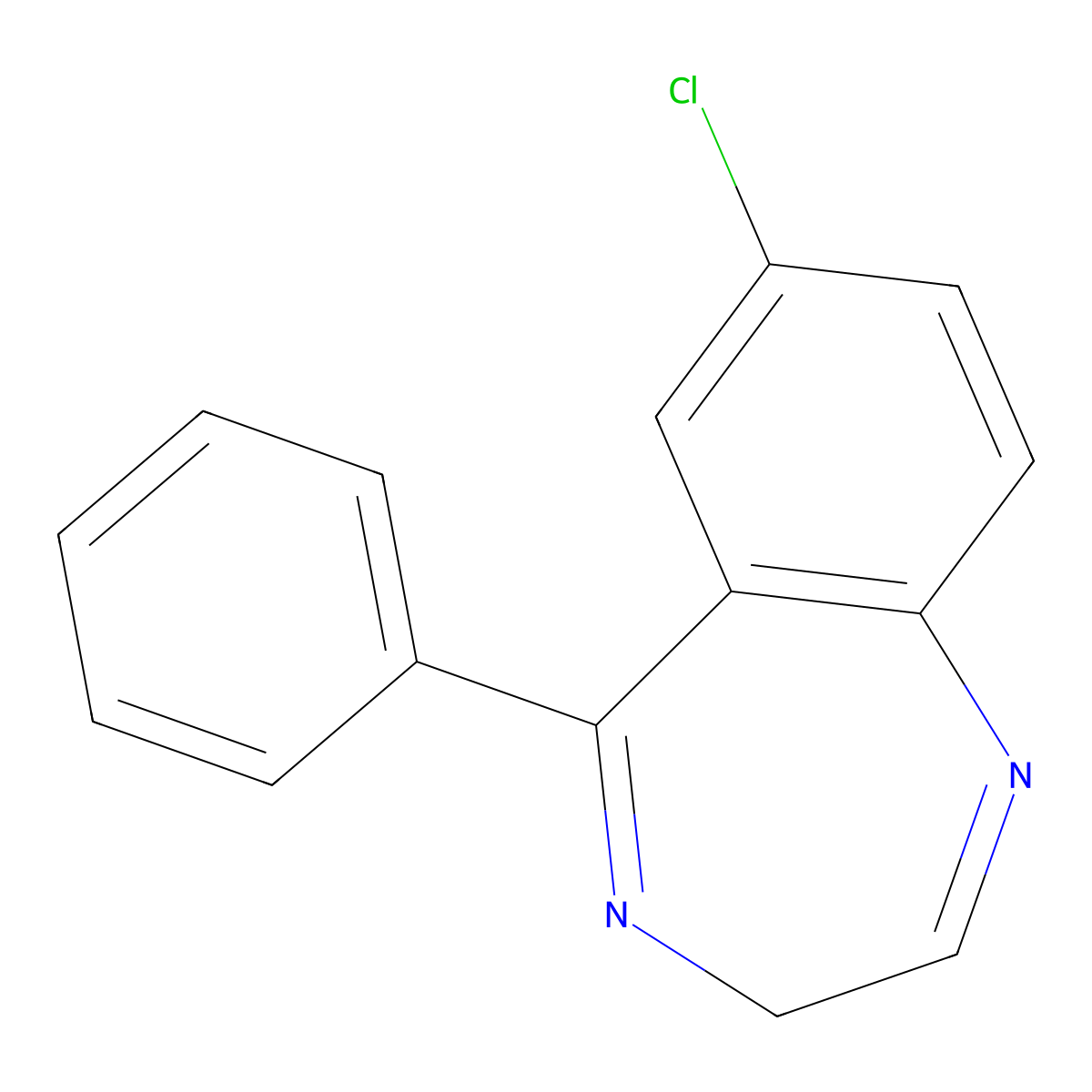 3H-1,4-Benzodiazepine, 7-chloro-5-phenyl- molecular structure, CAS 16398-00-8