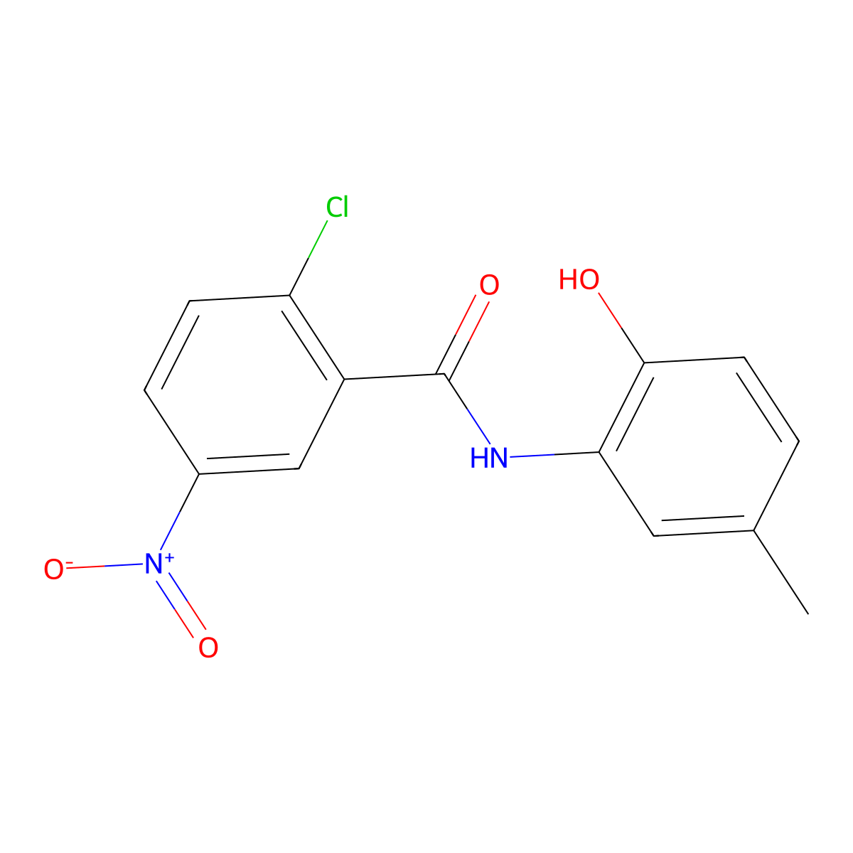2-chloro-N-(2-hydroxy-5-methylphenyl)-5-nitrobenzamide molecular structure, CAS 16398-09-7