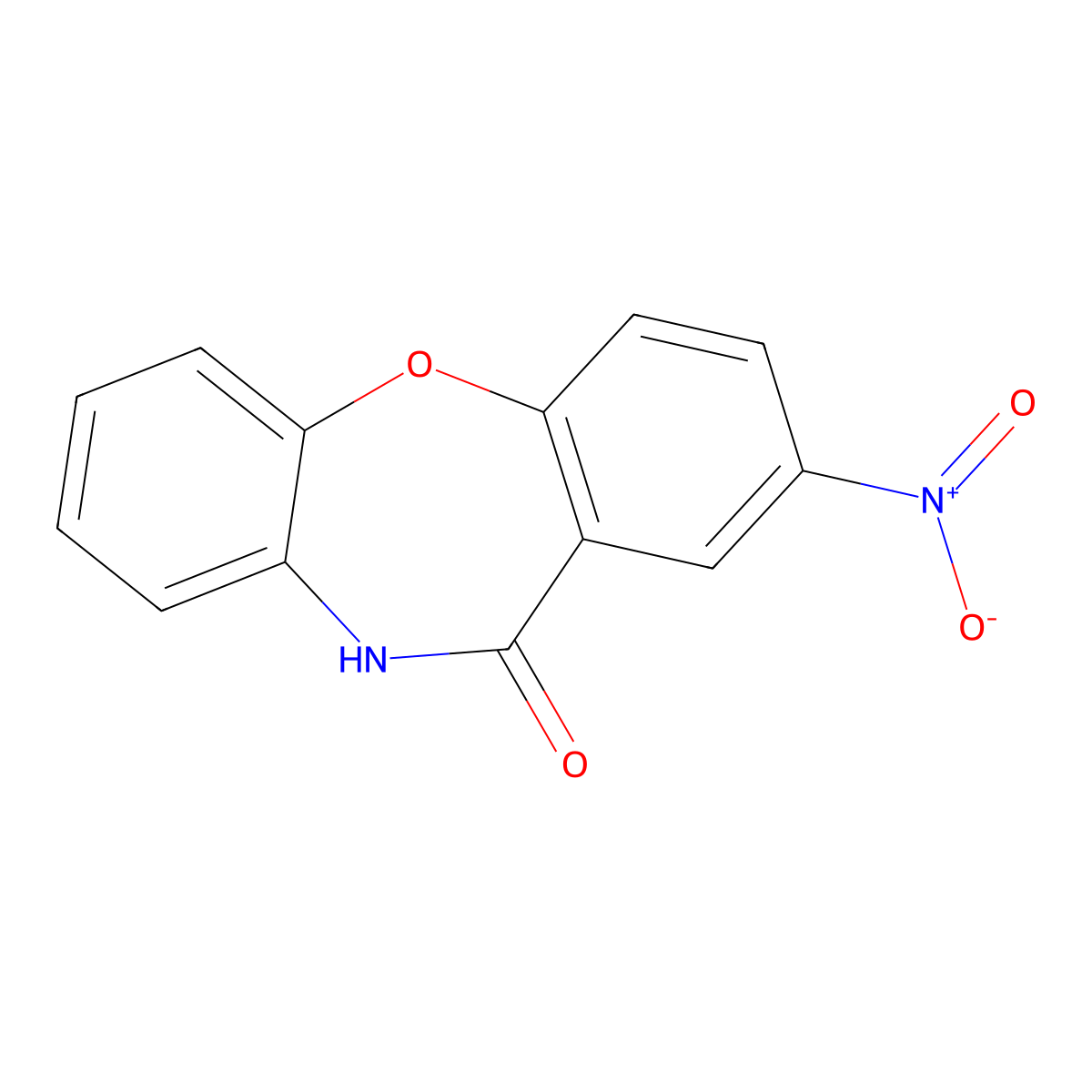 2-Nitrodibenzo[b,f][1,4]oxazepin-11(10H)-one molecular structure, CAS 16398-16-6