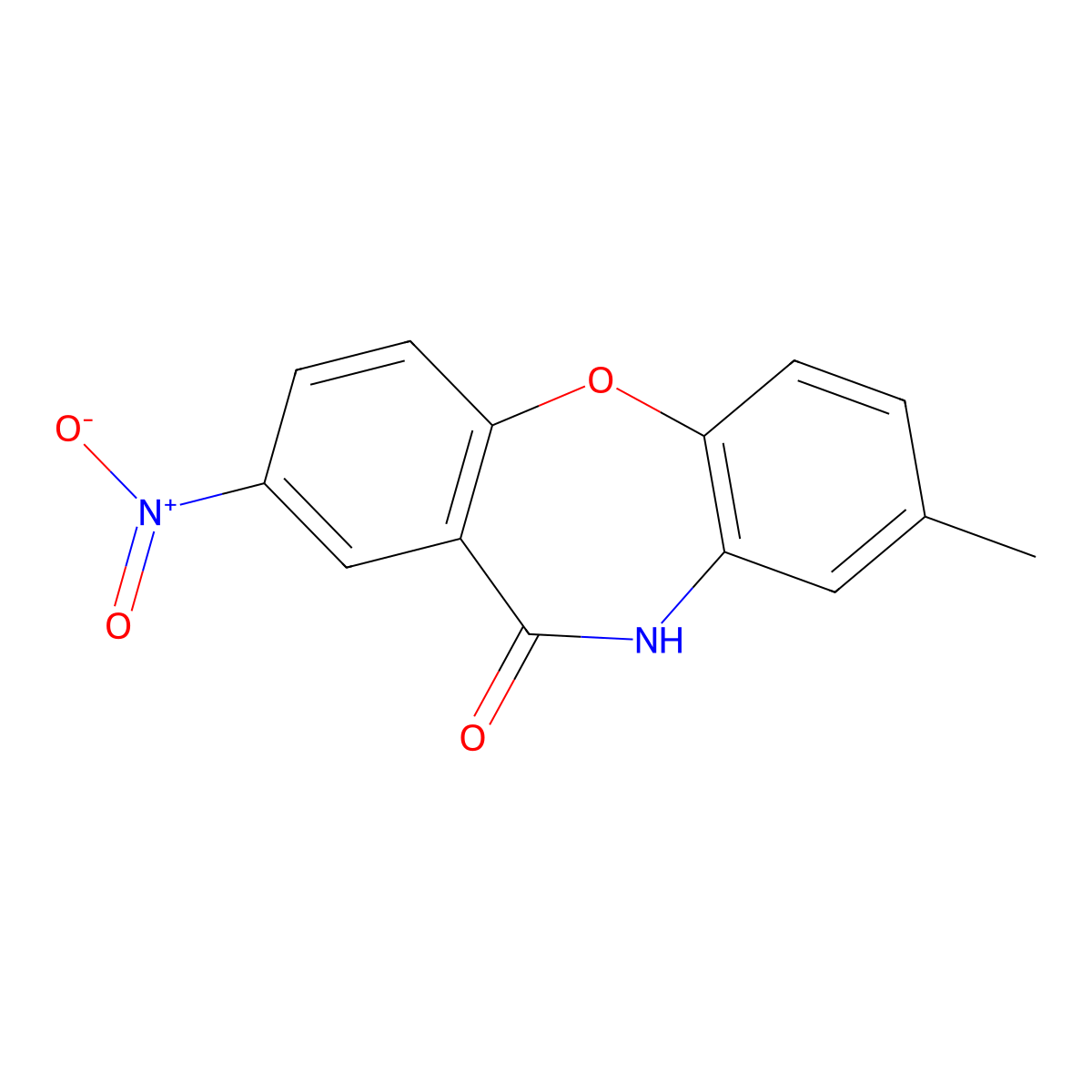 8-Methyl-2-nitrodibenzo[b,f][1,4]oxazepin-11(10H)-one molecular structure, CAS 16398-19-9