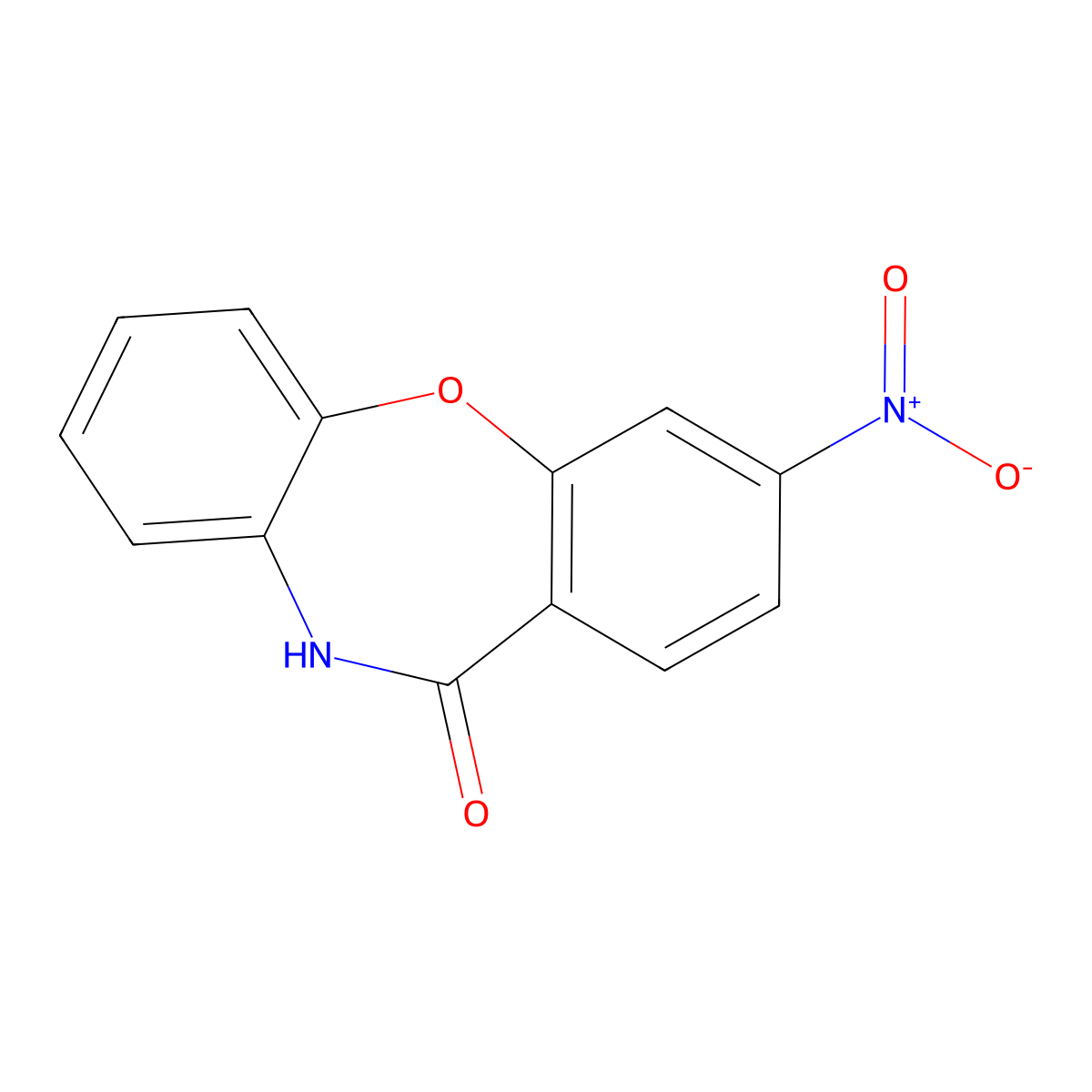 3-nitrodibenzo[b,f][1,4]oxazepin-11(10H)-one molecular structure, CAS 16398-23-5