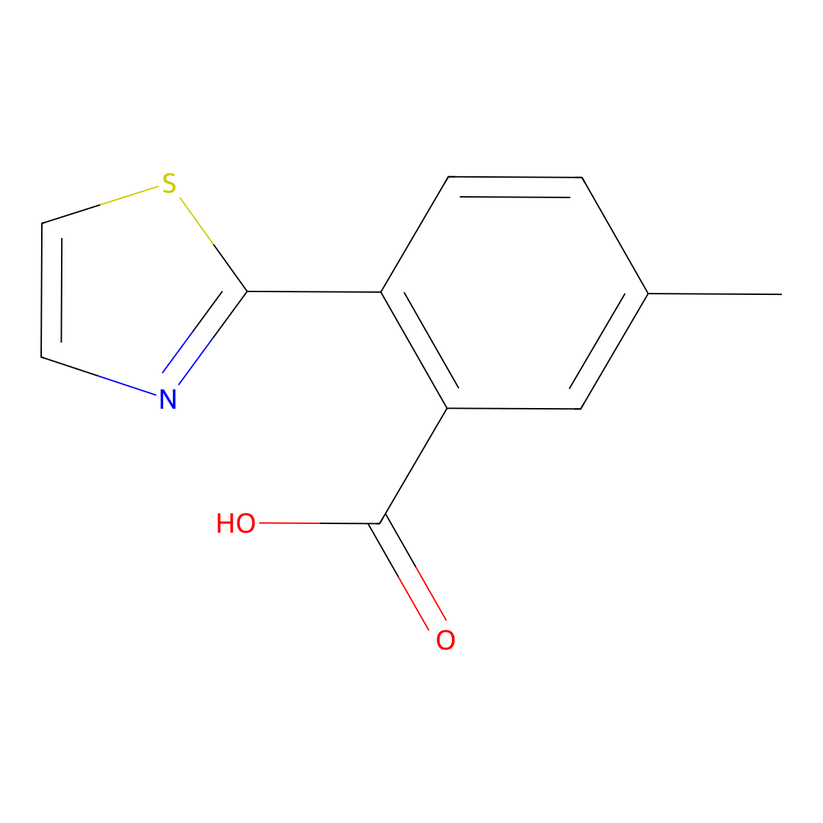 5-Methyl-2-(thiazol-2-yl)benzoic acid molecular structure, CAS 1639803-39-6