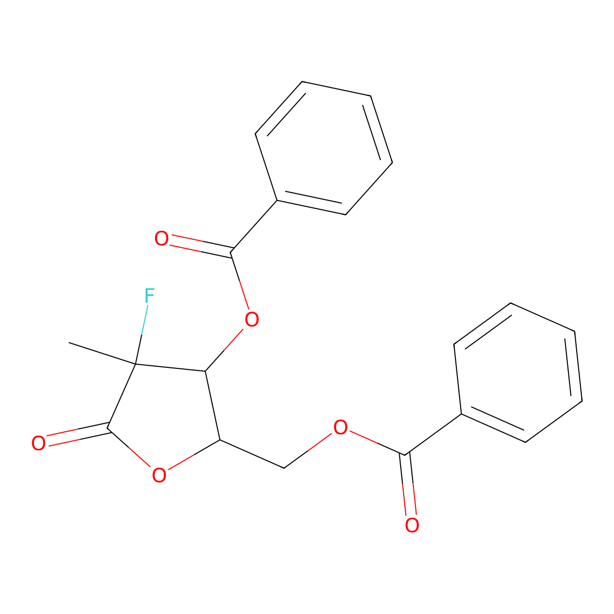 (3-Benzoyloxy-4-fluoro-4-methyl-5-oxo-tetrahydrofuran-2-yl)methyl benzoate molecular structure, CAS 1639833-40-1