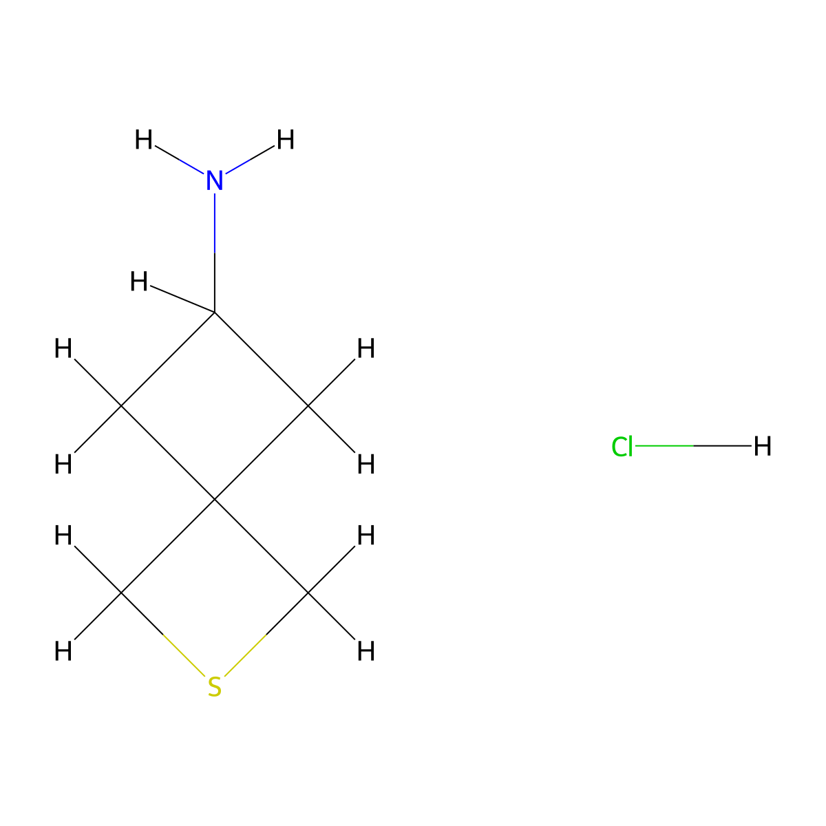 2-Thiaspiro[3.3]heptan-6-amine hydrochloride molecular structure, CAS 1639838-89-3