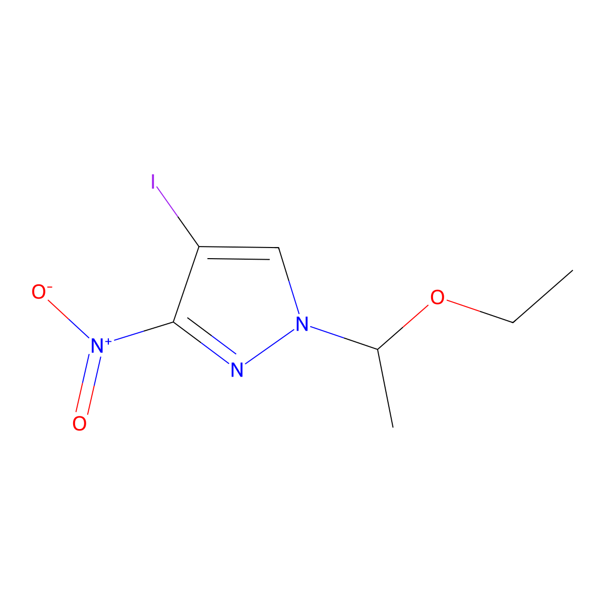 1-(1-Ethoxyethyl)-4-iodo-3-nitropyrazole molecular structure, CAS 1639858-74-4