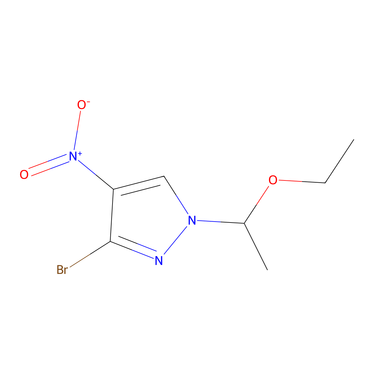 3-Bromo-1-(1-ethoxyethyl)-4-nitro-1H-pyrazole molecular structure, CAS 1639858-77-7