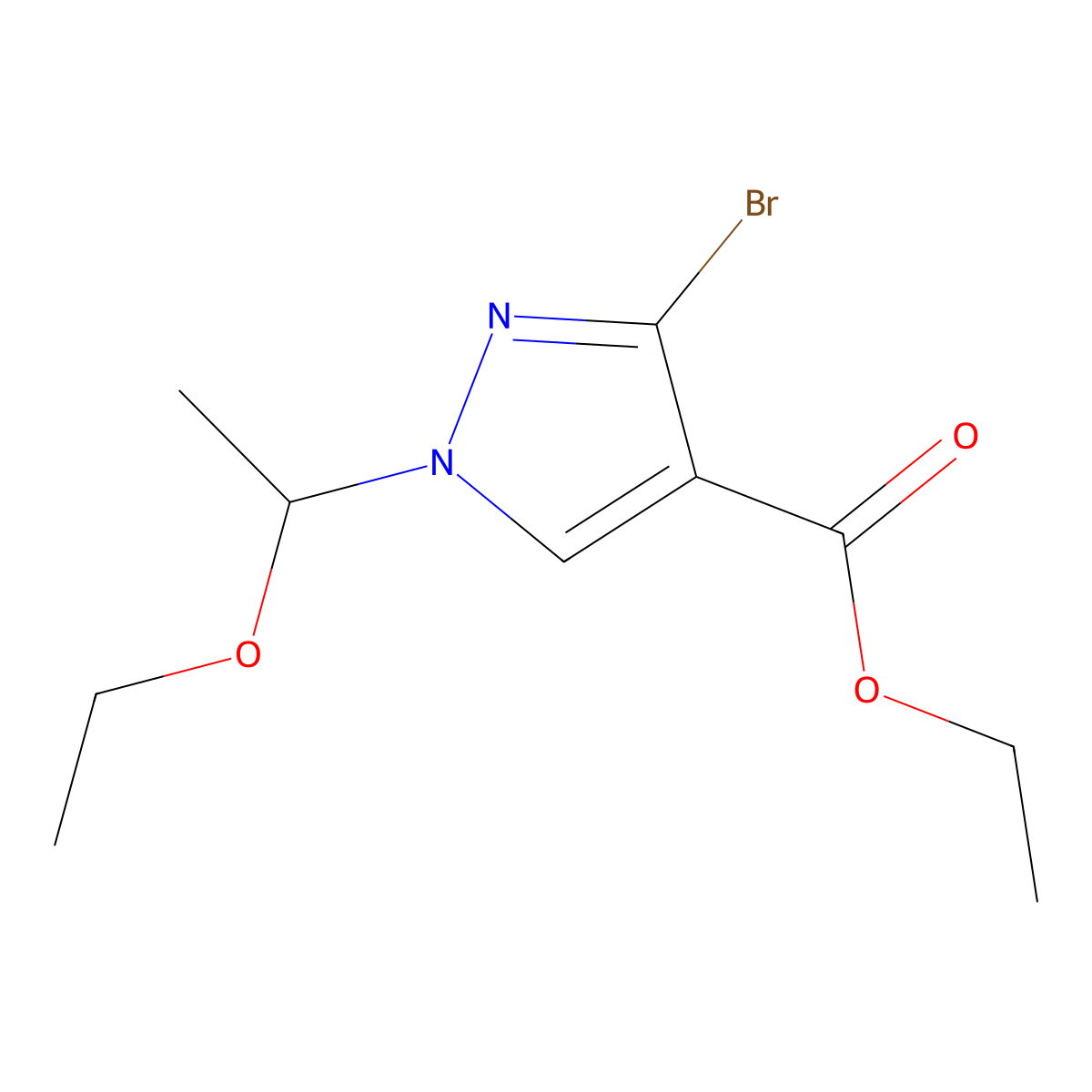 Ethyl 3-bromo-1-(1-ethoxyethyl)-1H-pyrazole-4-carboxylate molecular structure, CAS 1639858-78-8