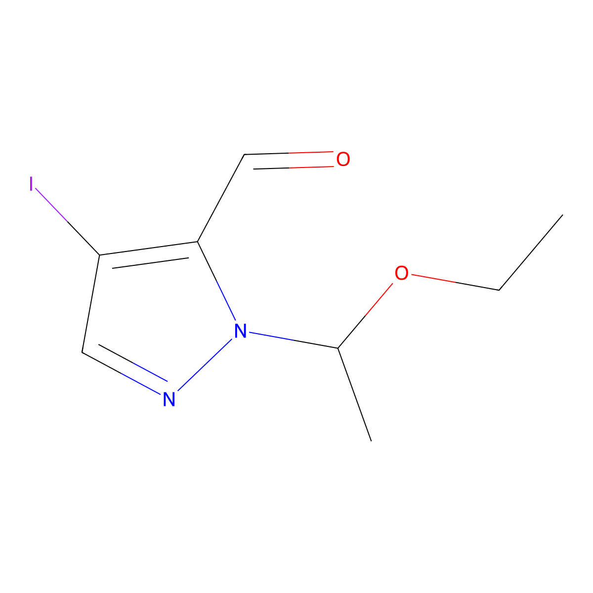 1-(1-Ethoxyethyl)-4-iodo-1H-pyrazole-5-carbaldehyde molecular structure, CAS 1639858-85-7