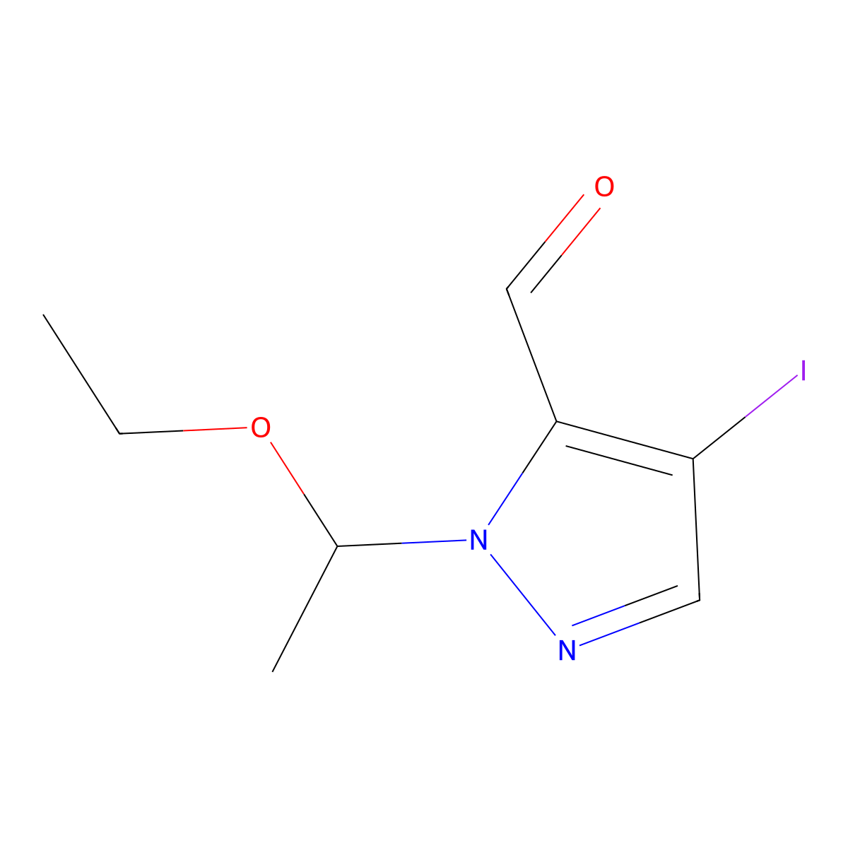 1-(1-Ethoxyethyl)-4-iodo-1H-pyrazole-5-carbaldehyde molecular structure, CAS 1639858-85-7