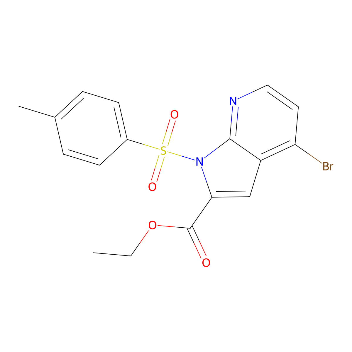 Ethyl 4-bromo-1-[(4-methylphenyl)sulfonyl]-1H-pyrrolo[2,3-b]pyridine-2-carboxylate molecular structure, CAS 1639860-52-8