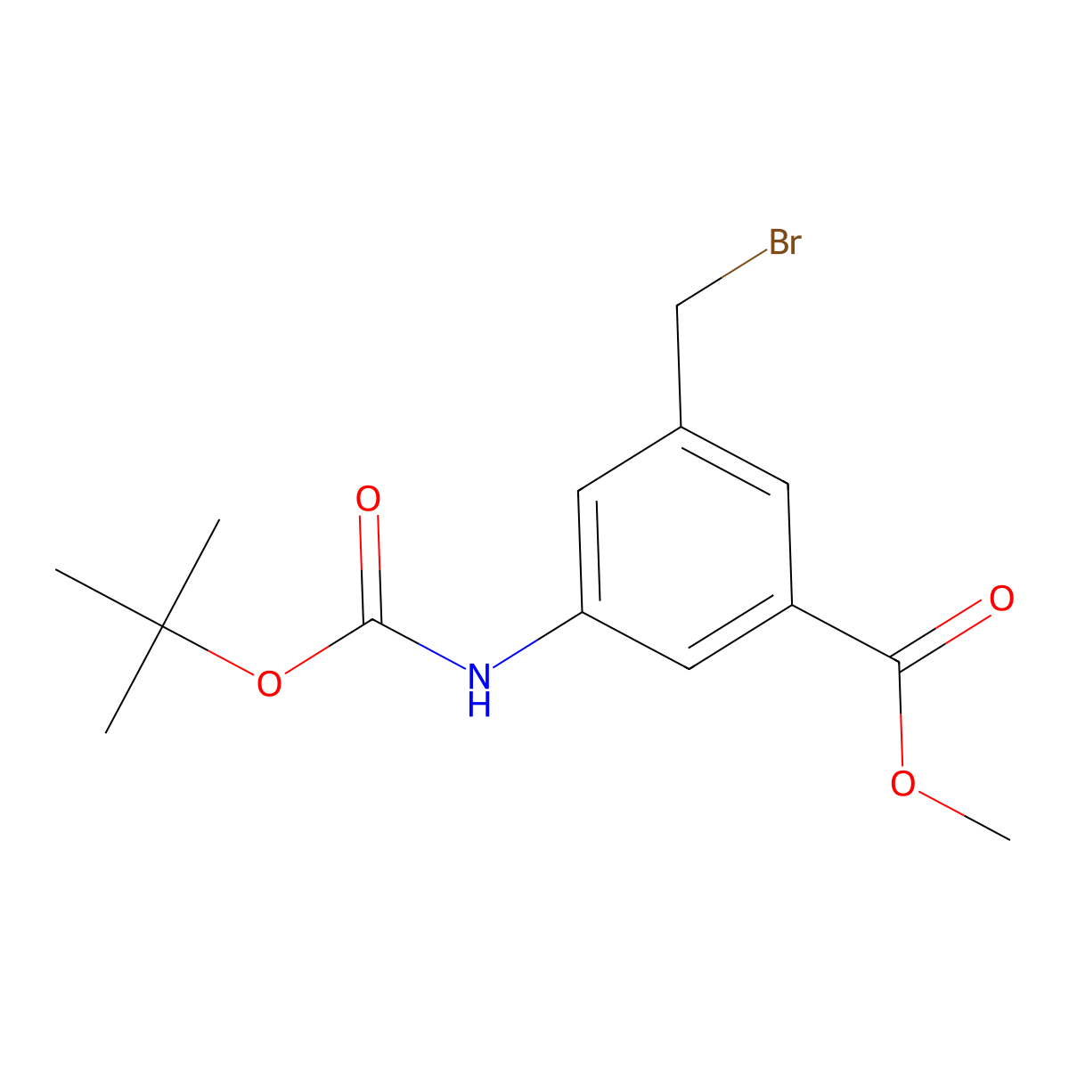 Methyl 3-(bromomethyl)-5-{[(tert-butoxy)carbonyl]amino}benzoate molecular structure, CAS 1639866-74-2