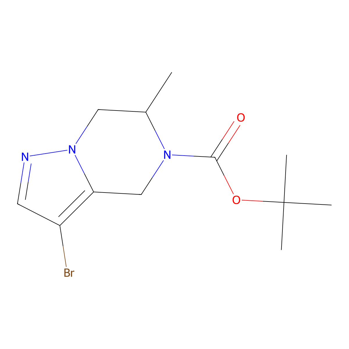 (R)-tert-Butyl 3-bromo-6-methyl-6,7-dihydropyrazolo[1,5-a]pyrazine-5(4H)-carboxylate molecular structure, CAS 1639881-14-3