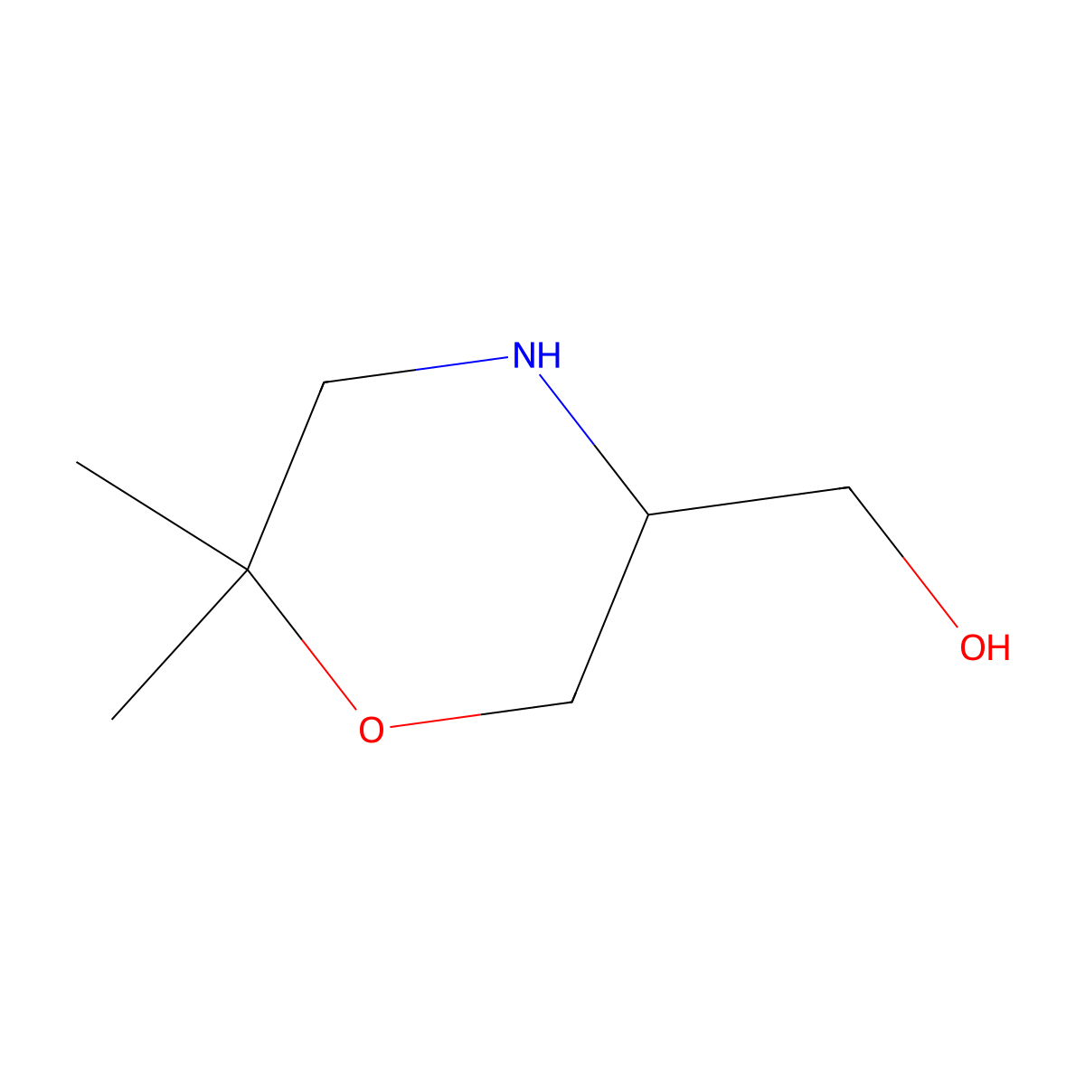 (6,6-Dimethylmorpholin-3-yl)methanol molecular structure, CAS 1639886-51-3