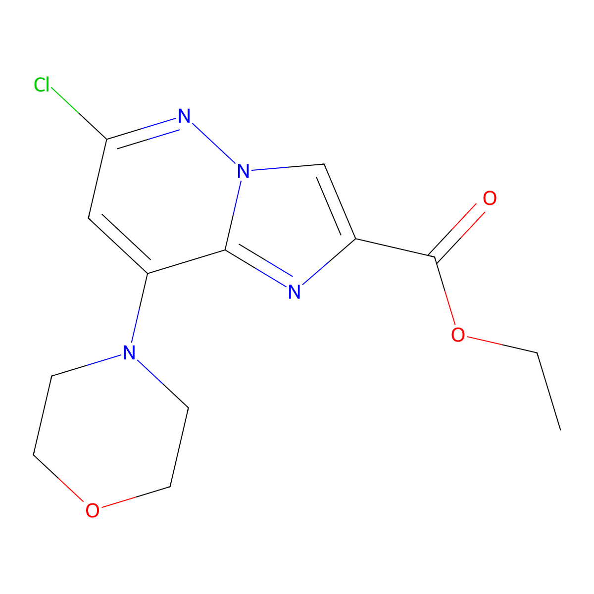 Ethyl 6-chloro-8-morpholinoimidazo[1,2-b]pyridazine-2-carboxylate molecular structure, CAS 1639891-84-1