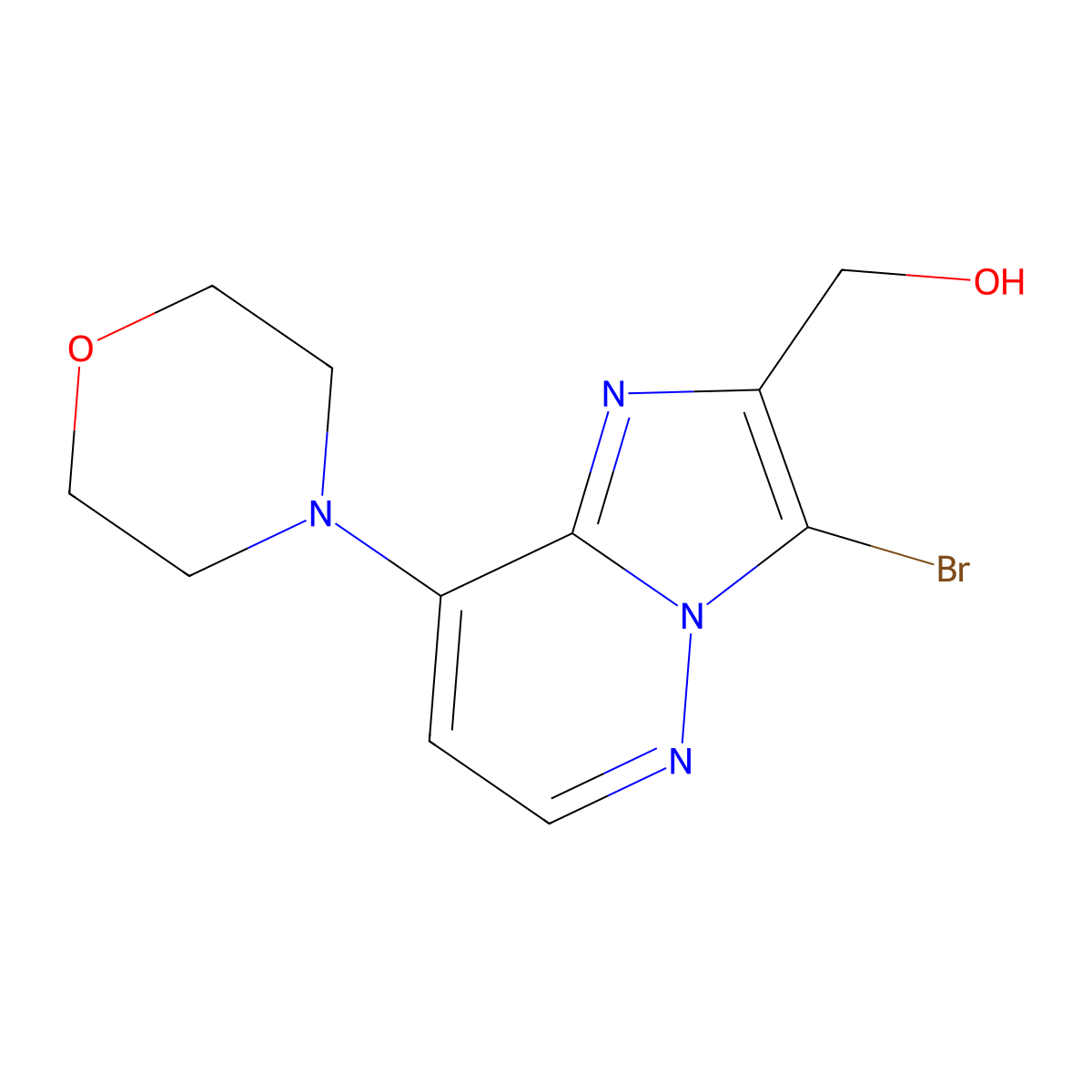 (3-Bromo-8-morpholinoimidazo[1,2-b]pyridazin-2-yl)methanol molecular structure, CAS 1639891-98-7