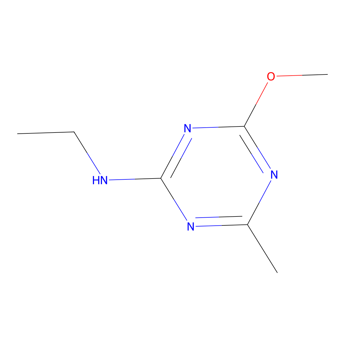2-Ethylamino-4-methoxy-6-methyl-1,3,5-triazine molecular structure, CAS 16399-10-3