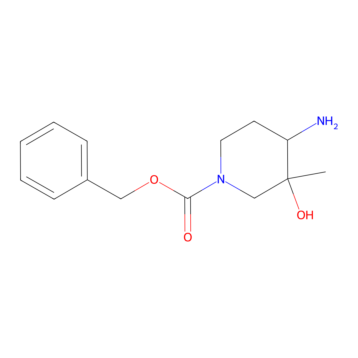 Benzyl trans-4-amino-3-hydroxy-3-methyl-piperidine-1-carboxylate molecular structure, CAS 1639944-23-2