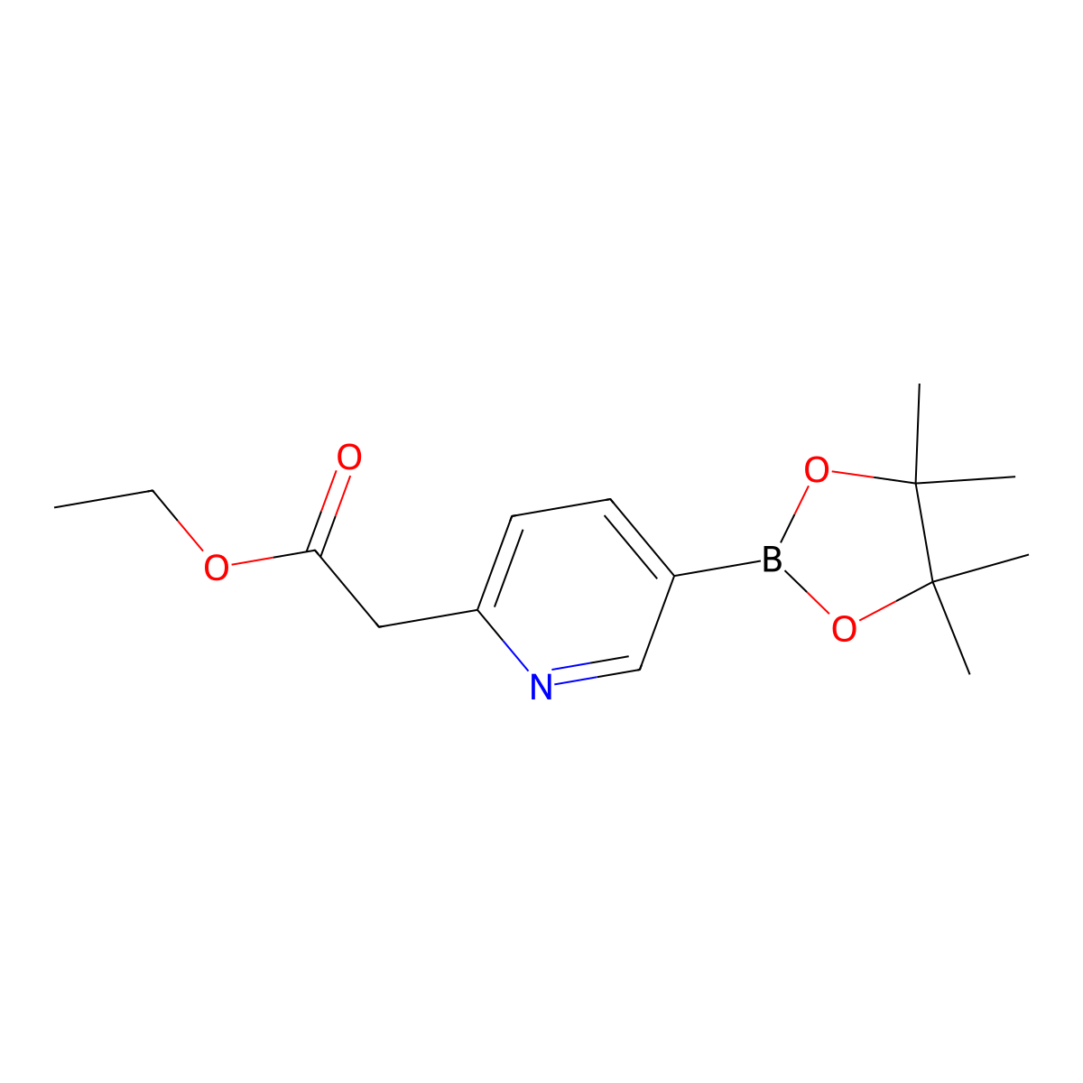 Ethyl 2-(5-(4,4,5,5-tetramethyl-1,3,2-dioxaborolan-2-yl)pyridin-2-yl)acetate molecular structure, CAS 1639958-04-5