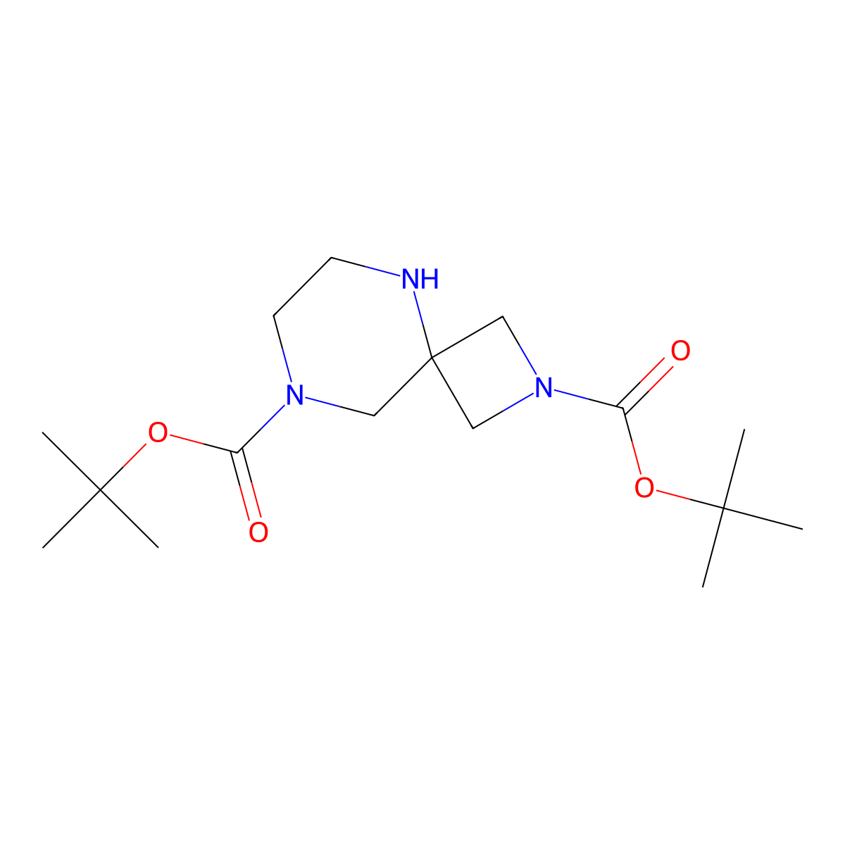 2,8-Di-tert-butyl 2,5,8-triazaspiro[3.5]nonane-2,8-dicarboxylate molecular structure, CAS 1639963-79-3