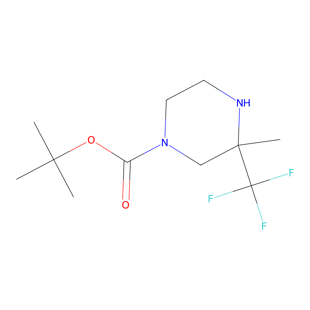 Tert-butyl 3-methyl-3-(trifluoromethyl)piperazine-1-carboxylate molecular structure, CAS 1639964-00-3