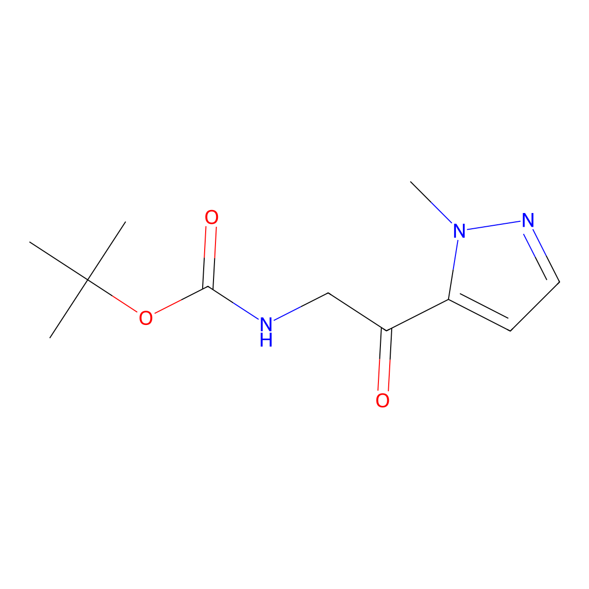 tert-butyl N-[2-(1-methyl-1H-pyrazol-5-yl)-2-oxoethyl]carbamate molecular structure, CAS 1639970-09-4