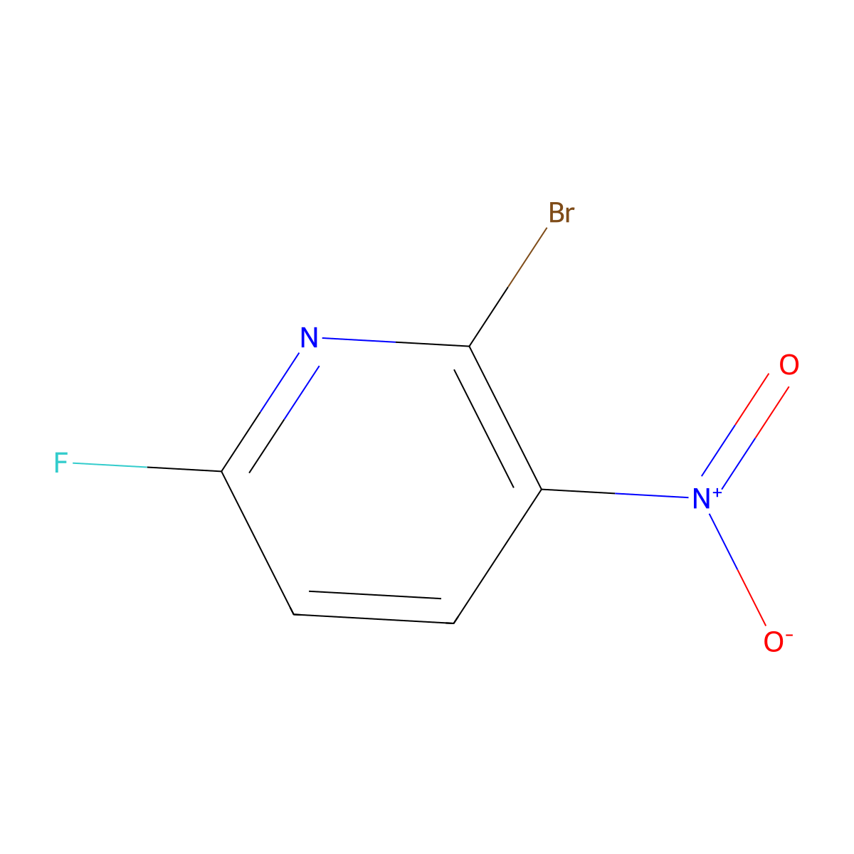 2-Bromo-6-fluoro-3-nitropyridine molecular structure, CAS 1639977-00-6