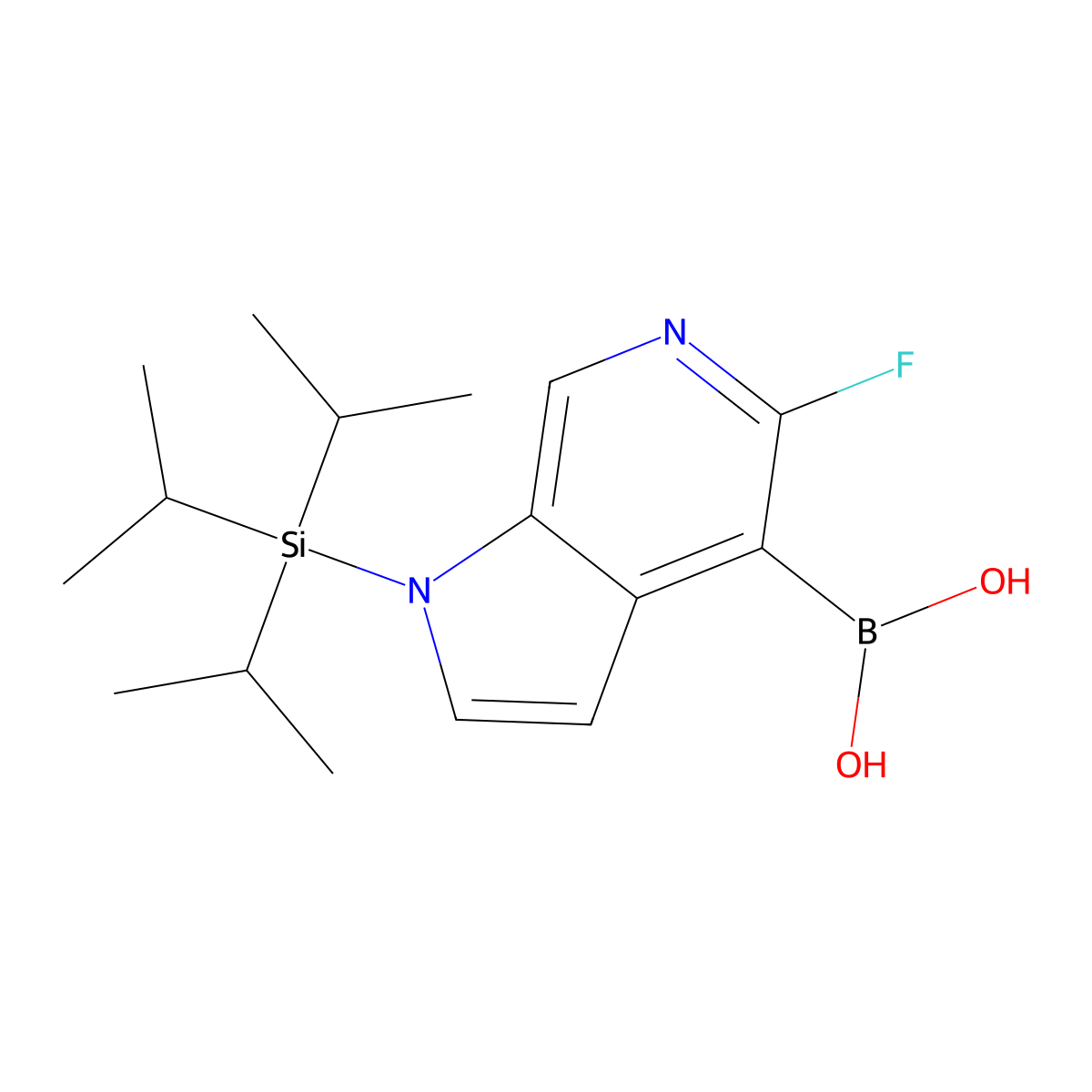 {5-fluoro-1-[tris(propan-2-yl)silyl]-1H-pyrrolo[2,3-c]pyridin-4-yl}boronic acid molecular structure, CAS 1639977-64-2